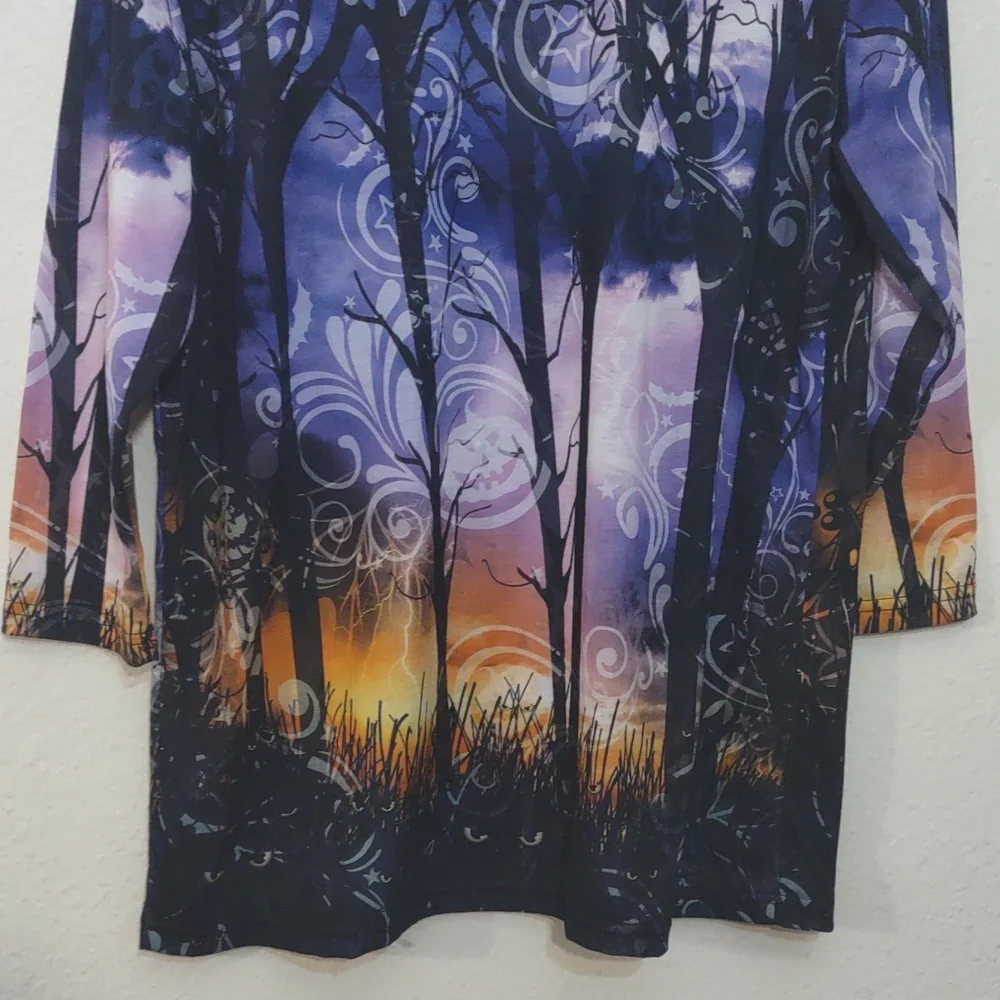 SLIGHTLY USE HALLOWEEN 3/4 SLEEVE SHIRT SIZE L (12/14) LIGHTWEIGHT - Picture 10 of 10